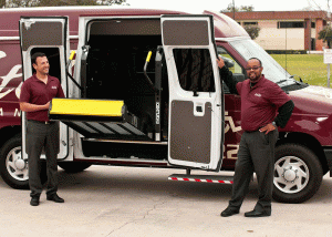 Stellar transport team with wheelchair equipped van.