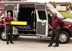 Stellar transport team with wheelchair equipped van.